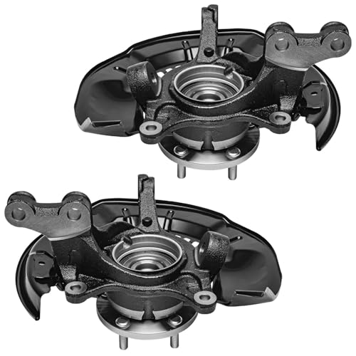 Image of Detroit Axle - AWD 3.5L Front Steering Knuckles & Wheel Hub Bearings Outer Tie Rod Ends Replacement for 2008-2013 Toyota Highlander - 4pc Set