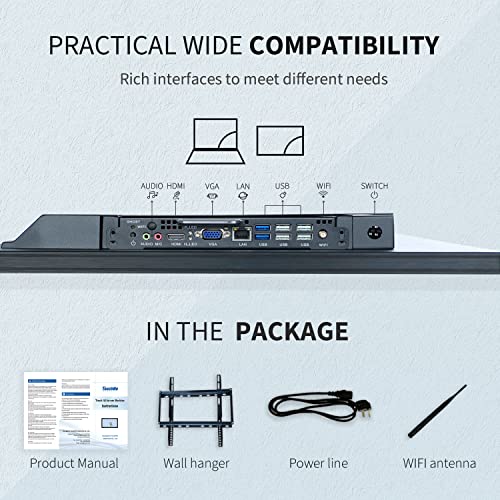 Image of 32 inch Interactive Touchscreen Monitor, Smart Board with 16:9 Display 1080P, Win-10 Electronic Whiteboard Touchscreen PC for Office and Classroom, Core i3 RAM 4G & ROM 128G