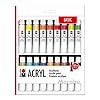 Marabu 1210000000202 Acrylverfset met 18 kleuren à 12 ml, dekkende, mat glanzende acrylverf op waterbasis, voor spieraam…