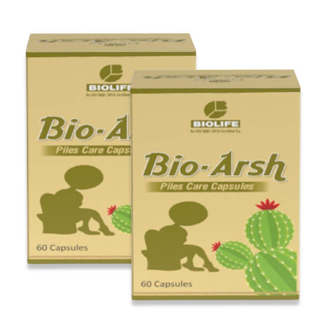 Bioarsh Ayurvedic Capsules for Hemorrhoids Piles & Babashir | Approved by the Ministry of Ayush, Govt. of India | 100% Pure Herbs | No Side Effects (Pack of 2)