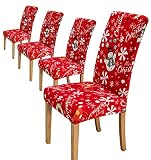 Comfy Gate 4, 6, 8 Pack Snowman and Snowflakes Chair Slipcovers for Dining Room, Christmas Cover for