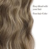 Clip in Hair Extensions 4PCS Thick Full Head Ash Brown with Highlights 20Inch Hair Extensions Clip in Curly Wavy Synthetic Hair Extension Hairpieces - Image 4