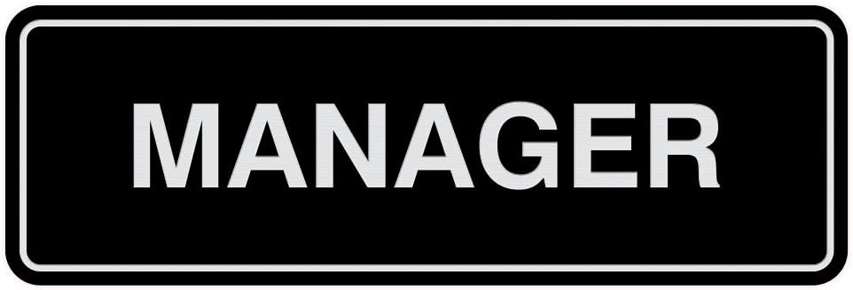Standard Manager Door/Wall Sign - Black/Silver - Medium