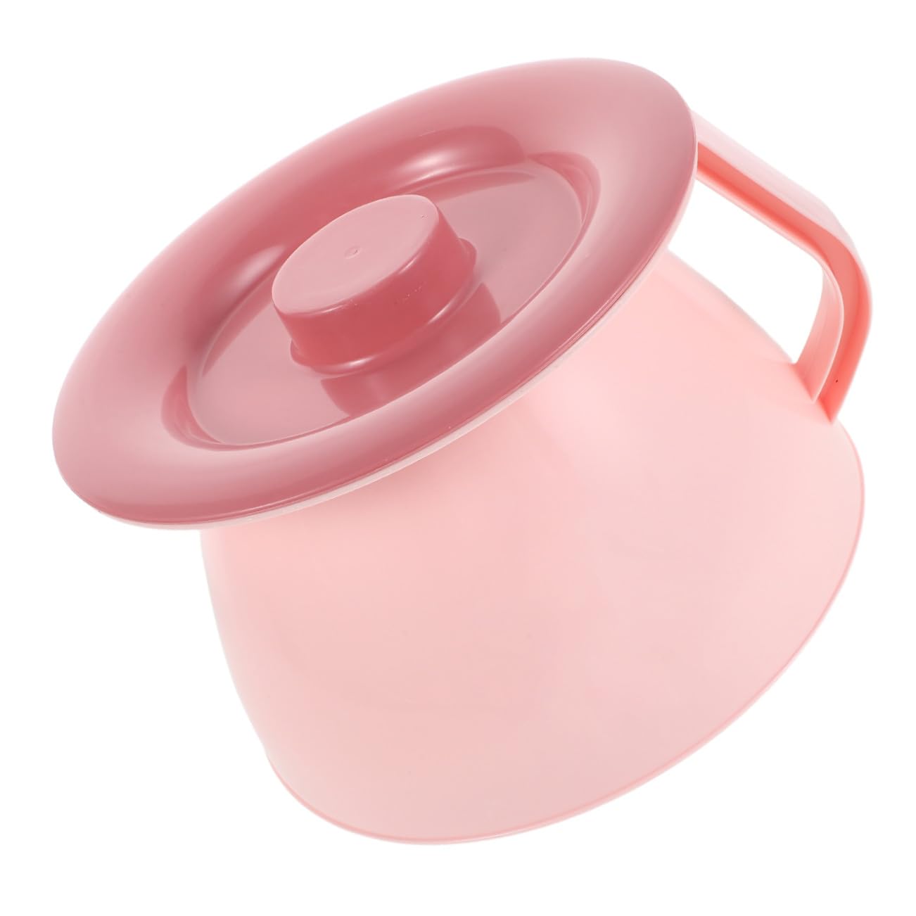 Portable Urinal Pot with Lid and Handle, Pink Plastic Bedpan, Emergency Travel Toilet for Camping Car Use and Potty Training