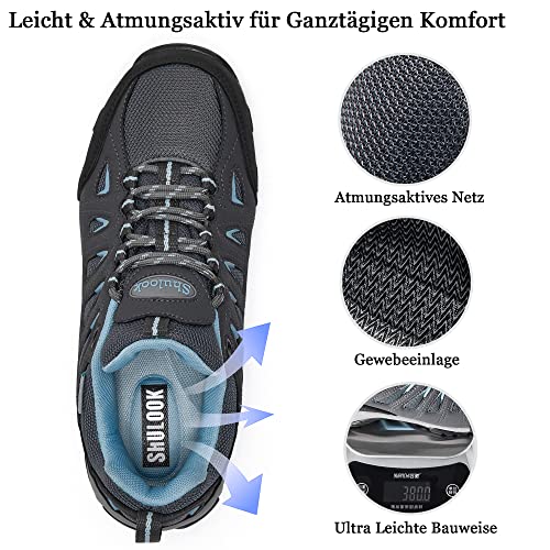 SHULOOK Wanderschuhe Damen Wasserdicht Leicht Trekkingschuhe Damen rutschfeste Stiefeletten Bergschuhe Outdoor Schuhe Damen Sneaker für Camping,Hiking,Angeln – Bild 5