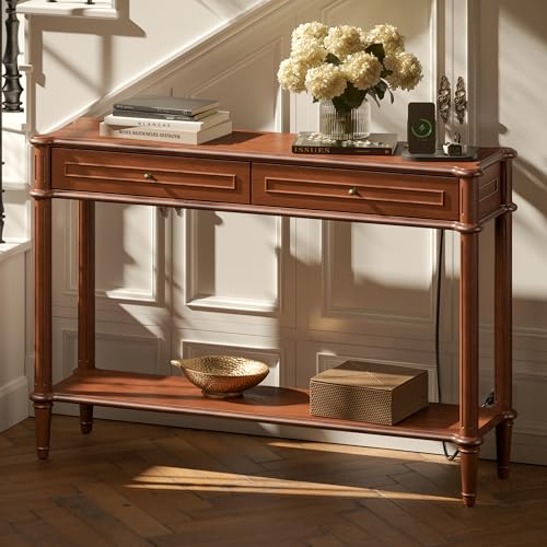 Console Table for Entryway Charging Station,Retro Entryway