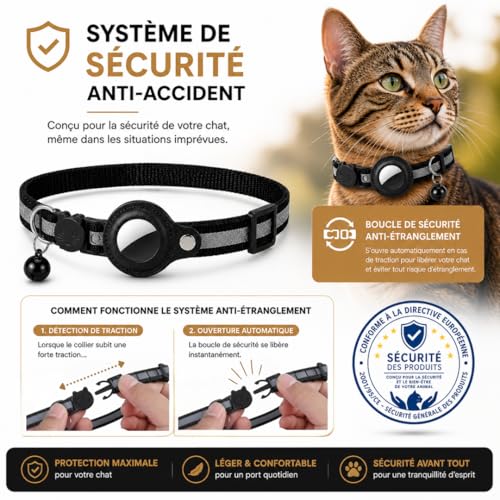Collar de gato Jayz con rastreador GPS y soporte Airtag 4
