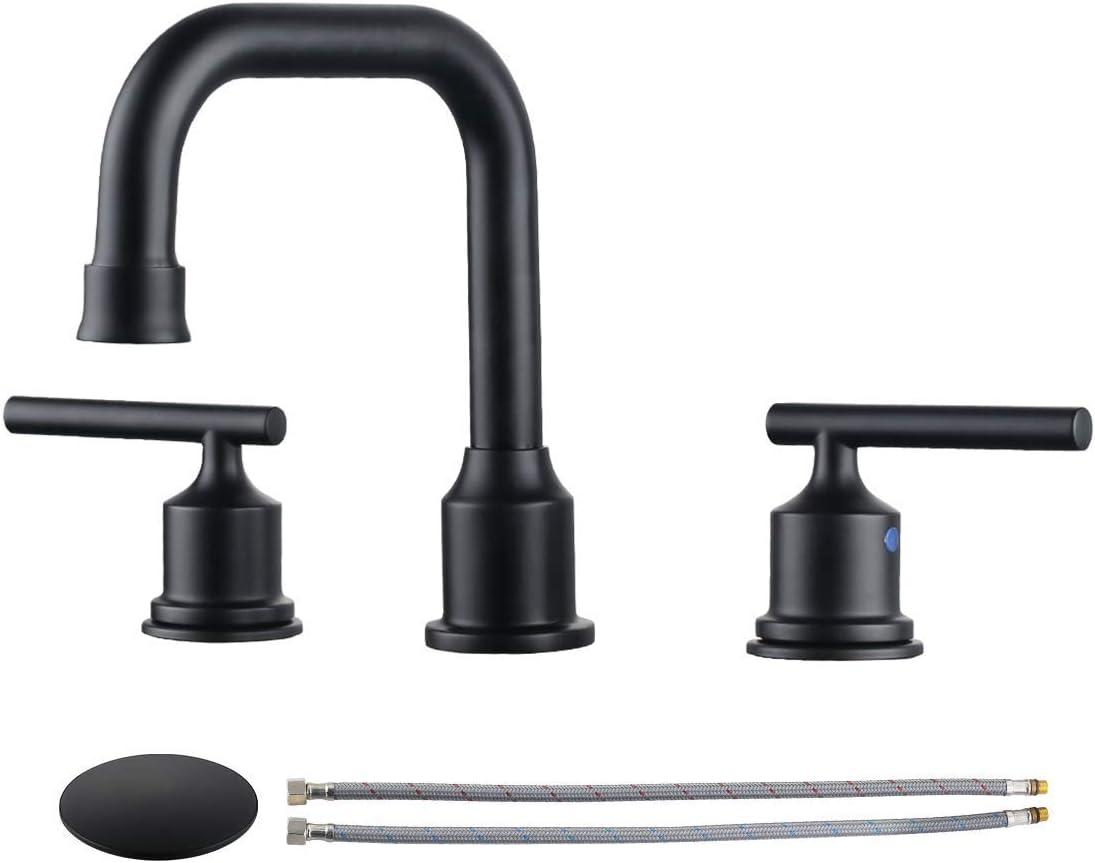 WOWOW Two Handles Widespread 8 inch Bathroom Faucet and Kitchen Faucets with Pull Down Sprayer