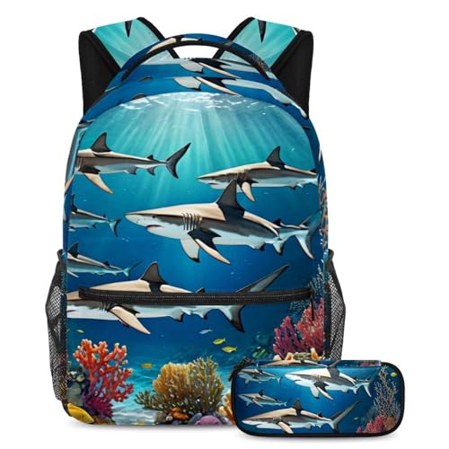 Sac à dos résistant aux déchirures pour l'école, grand cartable multicolore avec trousse