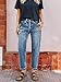 Flamingals Straight Leg Jeans for Women Mid Rise Casual Cropped Slim Fit Raw Hem Wash Detail Denim Pants Mid Blue XL