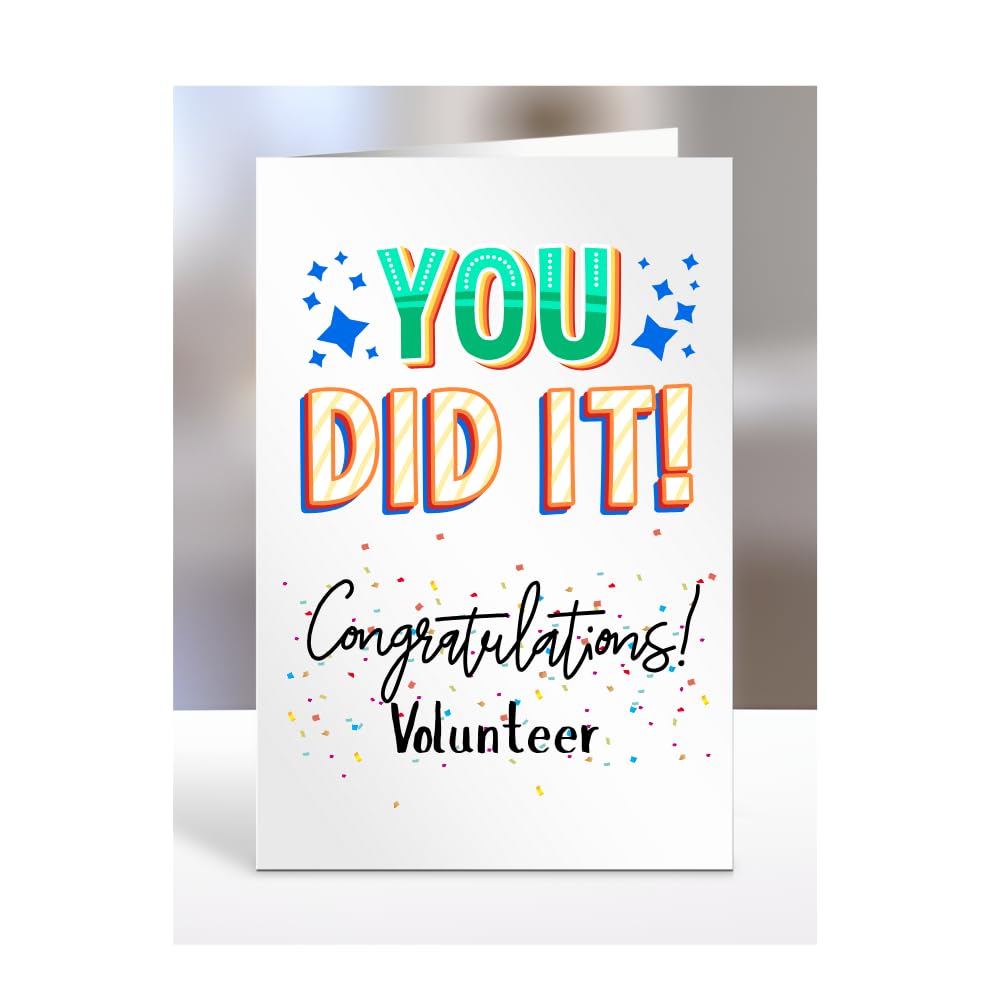 Graduation Card for Volunteer, gifts for men, women, female, male, him, her, greetings card, presents for christmas, you did it, congratulations, A5-91_202 — image 1