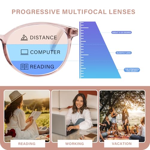 Image of Progressive Multifocal Reading Glasses for Women Men, TR90 Fashion Blue Light Computer Readers