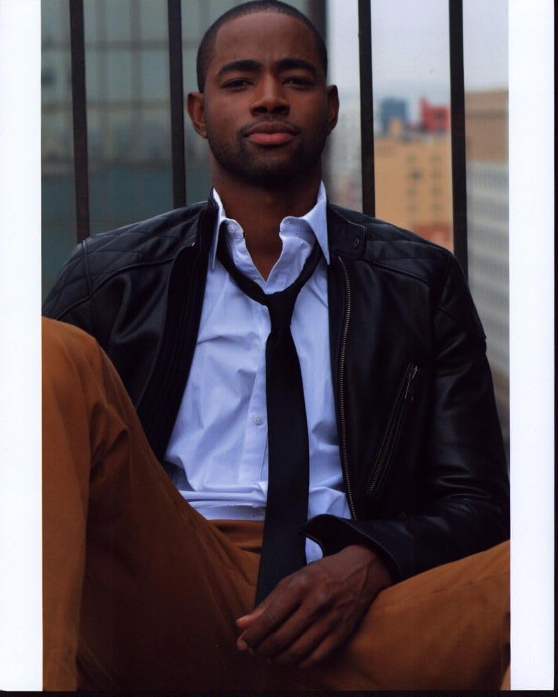 Amazon.com: Posterazzi Jay Ellis Wearing Leather Jacket And Tie Against  Railing Photo Print (8 x 10)