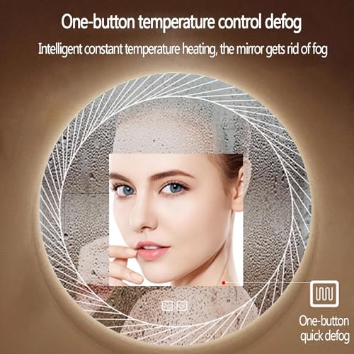 Miroir intelligent antibuée haut de gamme rond à LED avec affichage de la température