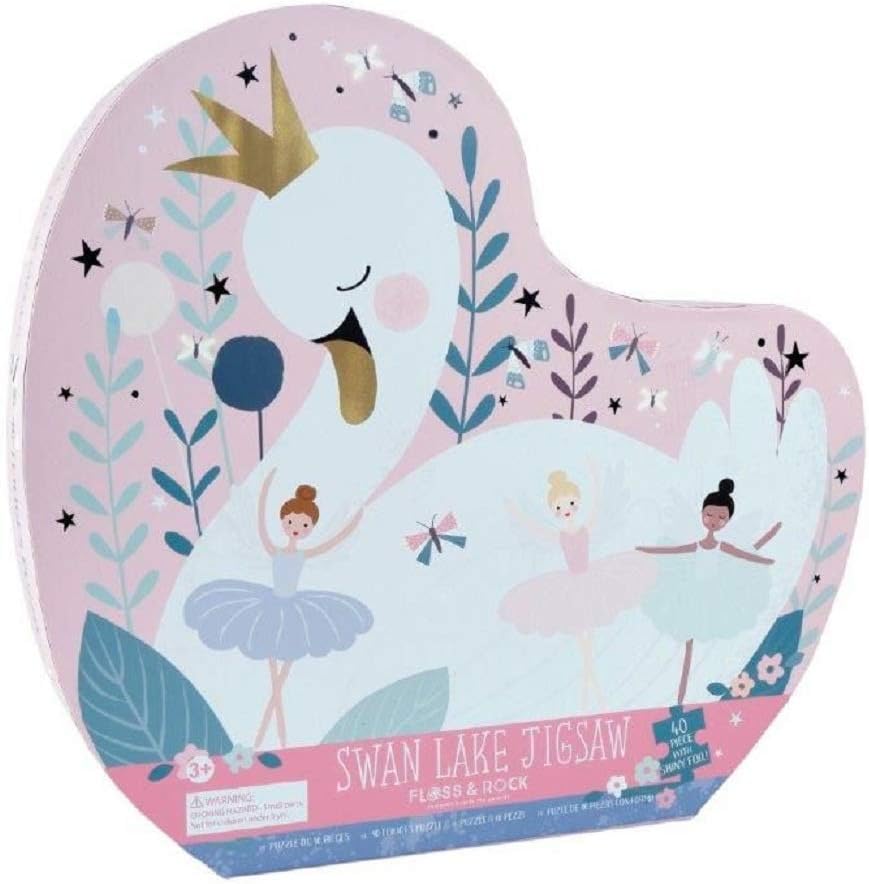 Floss & Rock42P6325 Enchanted Swan Shaped Jigsaw with Shaped Box, 40-Piece Set