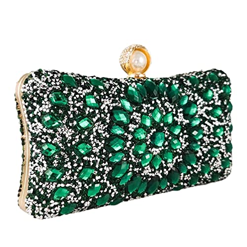 Boutique De FGG Bolsa clutch de cristal com fecho de pérola para bolsas femininas à noite, festa de