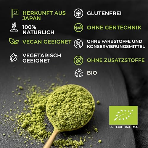 ECO WASSY Matcha-Tee, PREMIUM-Qualität, Pulver. 100% natürlich. Matcha-Grüntee-Reduzierer, kraftvoller Entgifter und Antioxidans. Reinkultur. (200 g)
