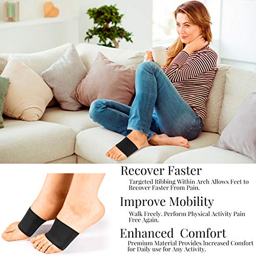 Image of Geyoga 2 Pairs Copper Foot Arch Support Compression Sleeves for Women Men