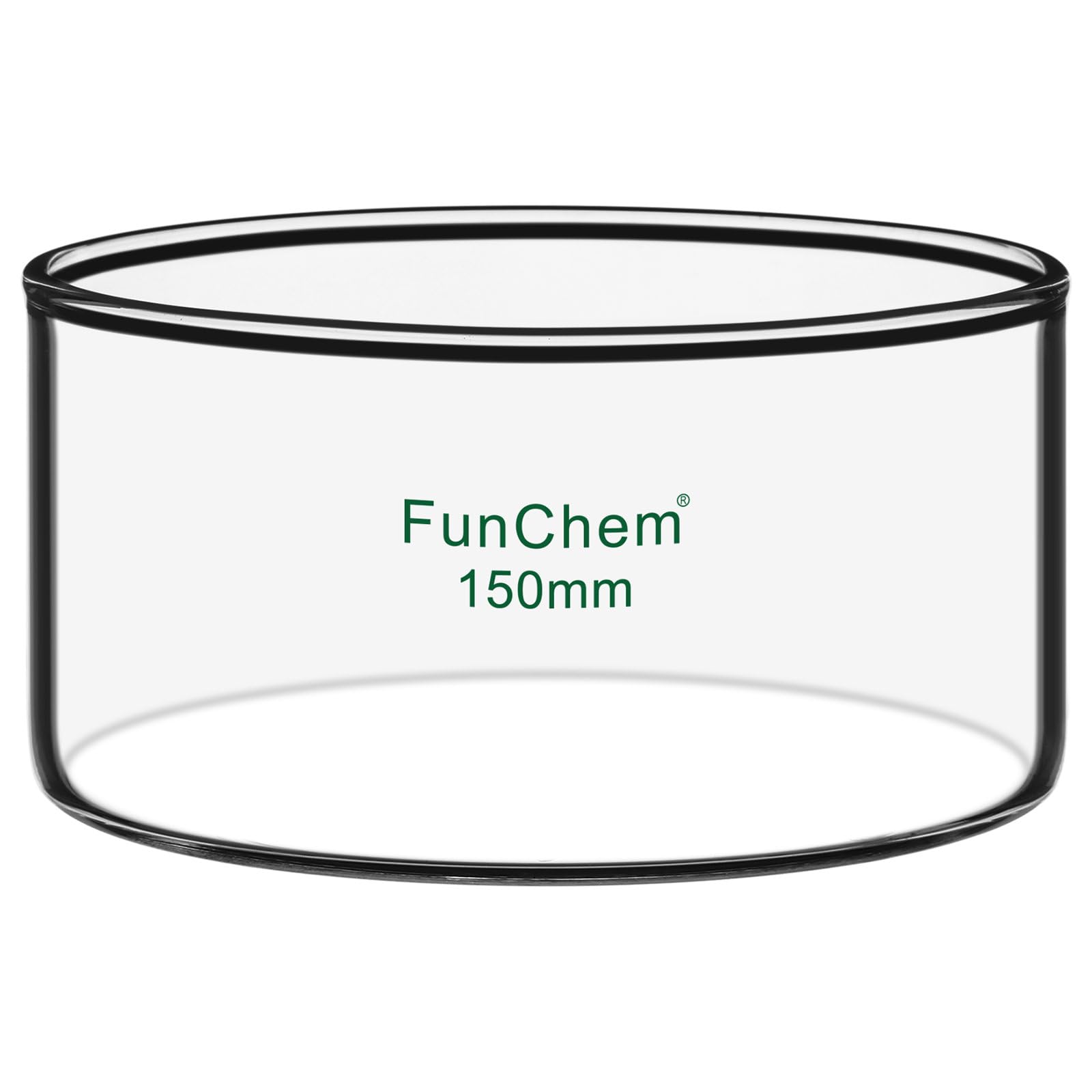 FunChem Coupelle de Cristallisation En Verre Borosilicaté Sans Bec pour Évaporation Et Cristallisation, Diamètre Extérieur 150 Mm, Cristallisoir de Laboratoire 1000 ml avec Fond Plat