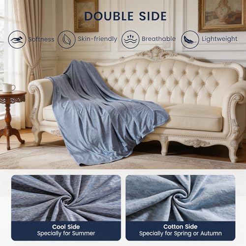 Couverture rafraîchissante 200x220 bleu lit double