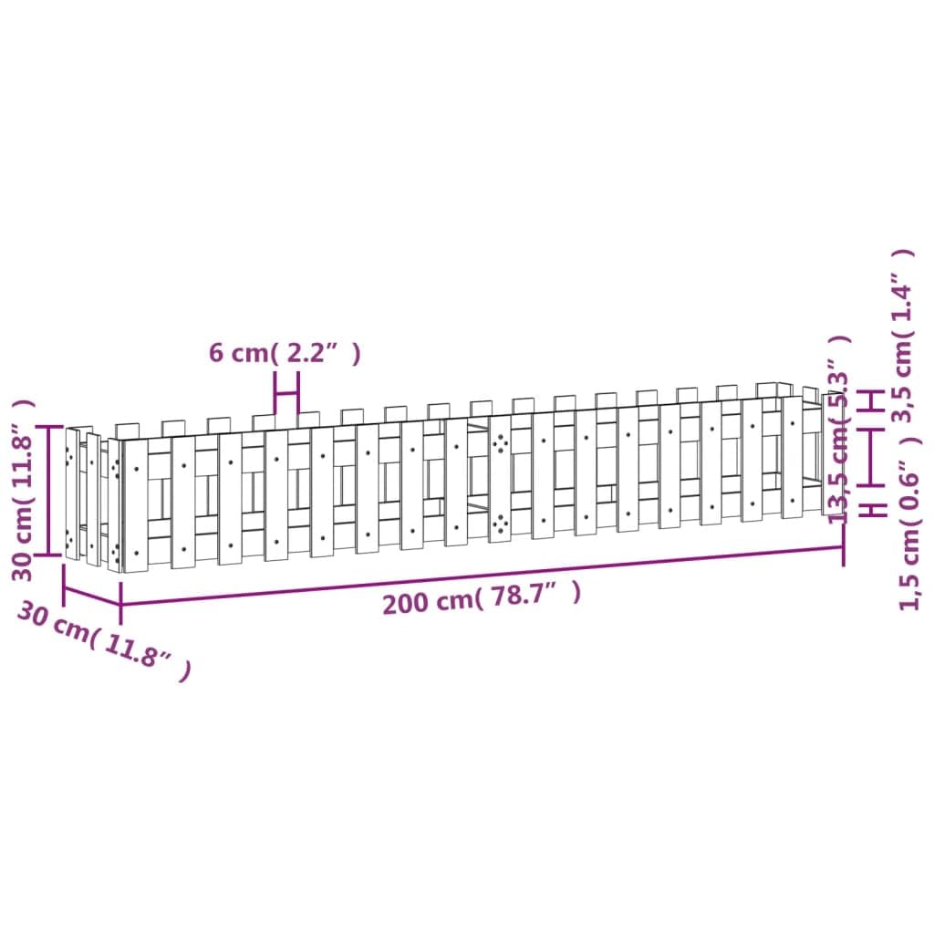 Hochbeet Latten-Design Schwarz aus massivem Kiefernholz 200 x 30 x 30 cm Pflanz Gefäß für Garten Balkon Terrasse Fensterbank, für Blumen Kräuter Gemüse und Dekoration