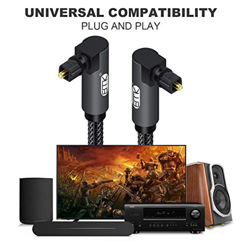 Image of Double 90 Degree Toslink Optical Cable 360 Degree Free-Rotating Plug Fiber Optic Cable S /PDIF Toslink Male to Male Cable for Home Theater, Sound Bar, TV, PS4, Xbox,Grey (1M /3.3ft)
