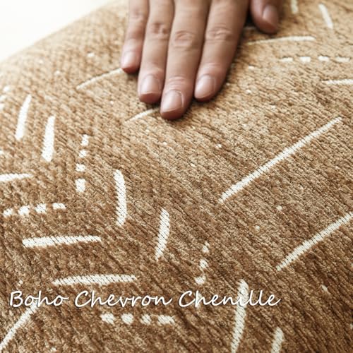 Image of Foindtower Set of 1 Decorative Chenille Jacquard Throw Pillow Cover Textured Farmhouse Body Cushion Covers Modern Boho Accent Home Decor for Sofa Chair Couch Bedroom Living Room,14x36 Inch,Bronze