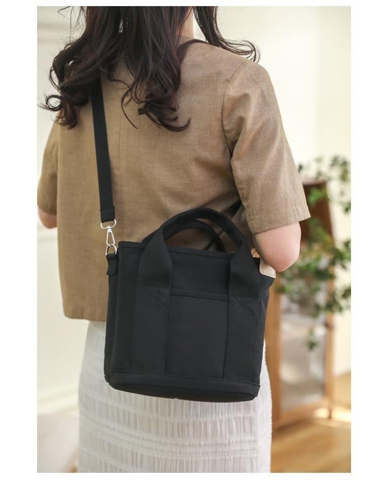 Bolso tote vintage para mujer, de lona (caqui) miniatura 3