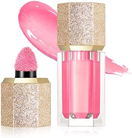 PASNOWFU Soft Cream Liquid Blush, Liquid Skin Tint For Cheek, Eyes And Lip, Long Lasting, Waterproof, Smudge Proof, Bright Natural Looking Skin Creamy Blush Makeup,Blend Evenly Liquid, Peach Pink