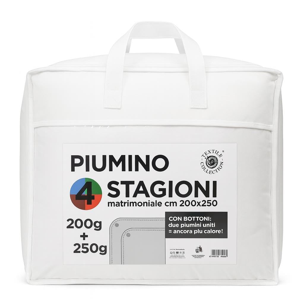 Coppia Piumini Matrimoniali 4 Stagioni 200x250 cm – Trapunte in Soffice Microfibra Anallergica, Combinabili con Bottoni a Clip