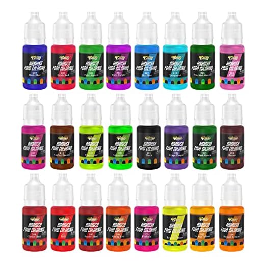 Airbrush Food Coloring Kit from FUTEBO: 24 Colors Edible Airbrush Kit for Cupcakes, Cookies & Desserts,Tasteless Cake Paint Edible Airbrushes Food Coloring for Cake Decorating(0.35 Fl. OZ Each Bottle)
