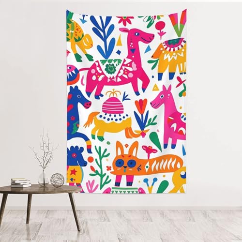 Tapisserie murale mexicaine Otomi animaux pour raviver un mur blanc sans abîmer votre peinture