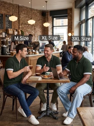 Image of Leriya Fashion T Shirt for Men | Polo T-Shirt for Man | Men's Half Zip Polo | Lightweight Breathable Summer Wear | Textured Knit Casual Stylish Tee | Short Sleeve Smart Casual Top for Man