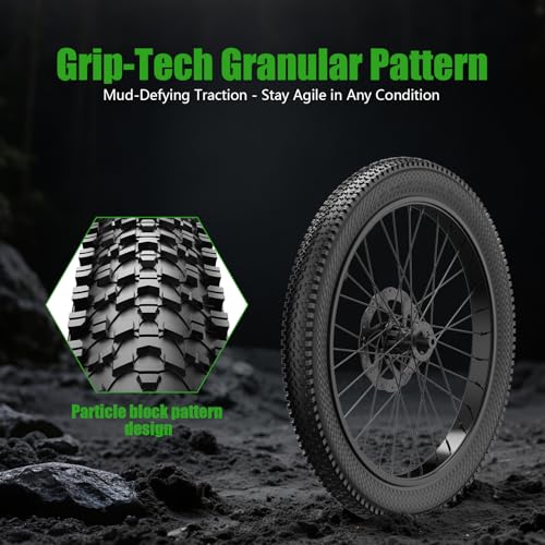 Mountain Bike Tires 24/26×1.95 Inch 2-Pack – Wear-Resistant Foldable Hybrid Tires with 2 Inner Tubes & Levers, Aggressive Tread for Trail, Commuter, Off-Road (24/26×1.95-30TPI)
