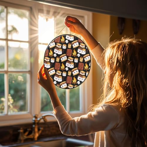 SEOCKA Cute S'Mores Marshmallow Cookie Glass SunCatcher — view 7