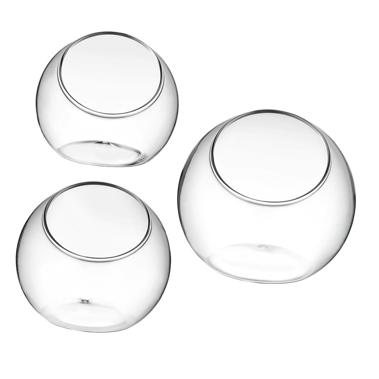 VANZACK Set da 3 Contenitori in Vetro per Terrario Micro Paesaggistico, Bottiglie per Piante Grasse da Tavolo, Barattoli Ecologici per Decorazione Interni e Kit Fai da Te
