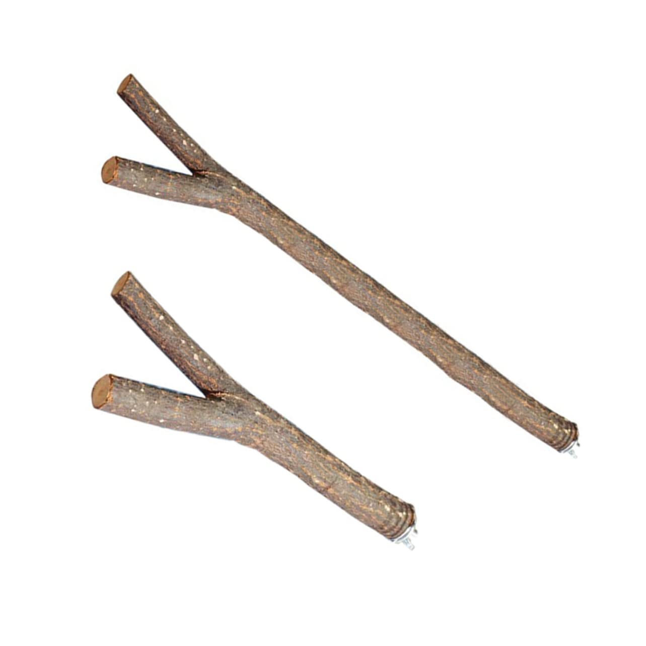 BESPORTBLE 2Pcs Parrot Wood Fork Stand Rack Bird Cage Accessory for Comfortable Perching and Exercise for Conures and Birds Easy Installation Natural Material