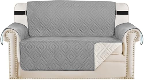 Funda reversible para sofá biplaza, protector de muebles antideslizante, resistente al agua, correas elásticas de 2 pulgadas de ancho, fundas de