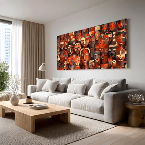 Tableau ethnique visage grand format pour habiller un mur vide sans cadre encombrant