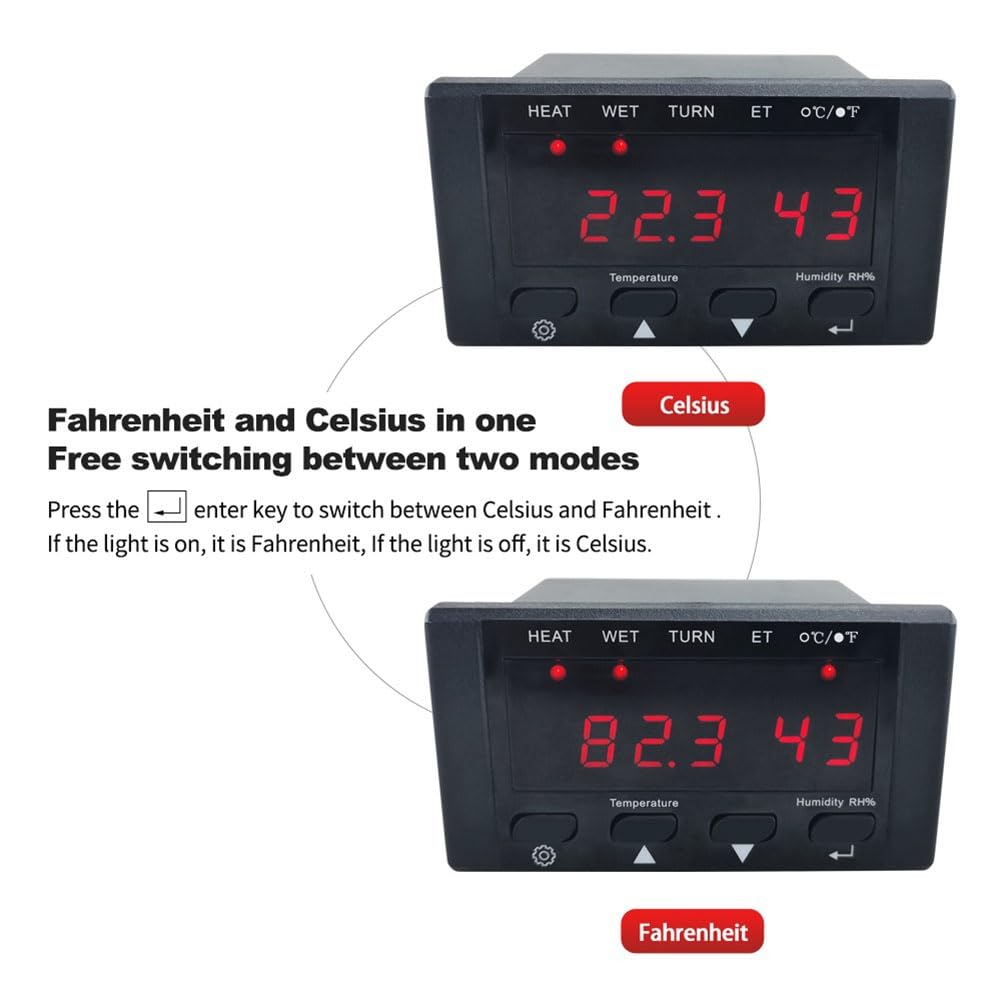 Control de Temperatura y Humedad del Termostato de Incubadora HT-10 con Indicador de HumidificacióN y Calentamiento 110-220V Negro