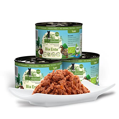 catz finefood Bio Katzenfutter Ente - N° 505 - Nassfutter für Katzen - 6 x 200 g - Ohne Getreide & zugesetzten Zucker (1,2 kg)