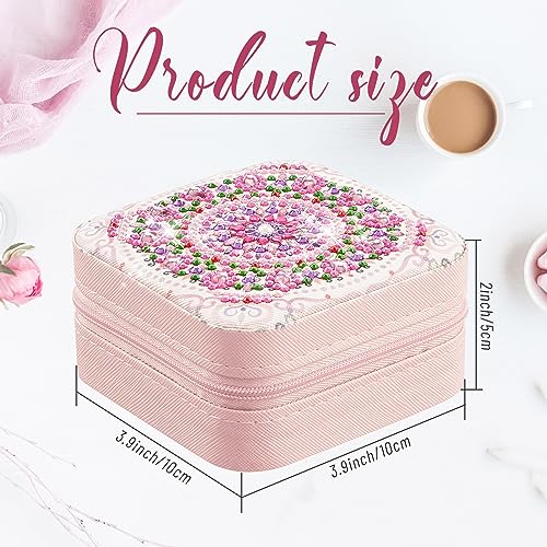 Image of Hinly 2 Pcs Portable Diamond Painting Jewelry Storage Box DIY Diamond Art Accessories PU Leather Jewelry Ring Organizer Case Travel Jewelry Organizer(Charming Style,Elegant Color)