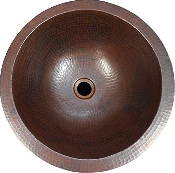 Simply Copper 15" Rustic Round Copper Bath Sink In ORB Finish Drop In or Under Mount
