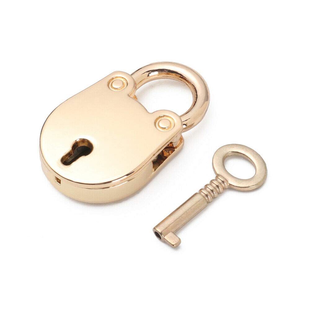 Vogueing Tool Small 1 Key Lock, 1pcs Vintage Antique Padlocks Mini Lock with Key for Jewelry Box Storage Box Diary Book(Gold)