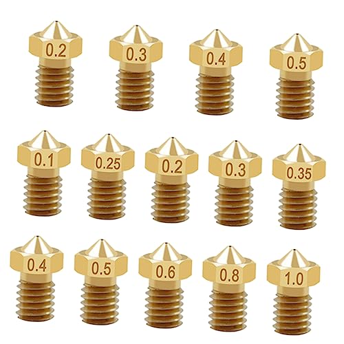 Gatuida 14pcs Printer Brass Nozzles Filament Thread Easy Install Extruder Nozzle Accessory for Printing