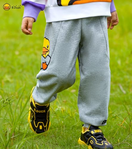 Unisex Sweatpants Yellow Duck Character Playful Athletic Workout Kids Joggers Casual Pants Elastic Waist Grey2