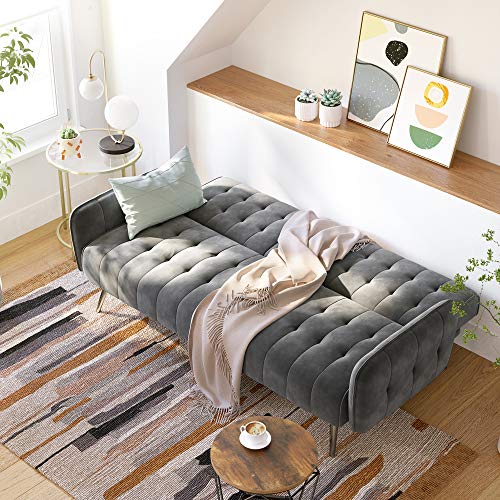 Vasagle Sofa Bed, Convertible Couch With 2 Cup Holders And Removable Armrests, For Compact Living Space Apartment Dorm Office, 72 X 33.9 X 30.7 Inches, Gray #TOP3