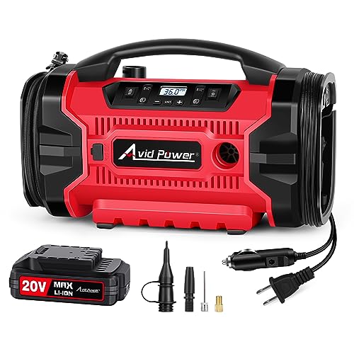 Avid Power Tire Inflator Portable Air compressor, 3 Power Source ...