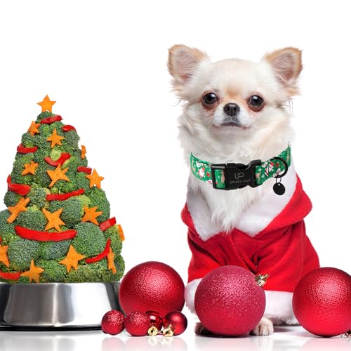 Image of Christmas Santa Claus Dog Collar, Cute Christmas Elk Collar for Puppy Girl Boy Dog, Adjustable Green Dogs Collars for Small Medium Large Dogs
