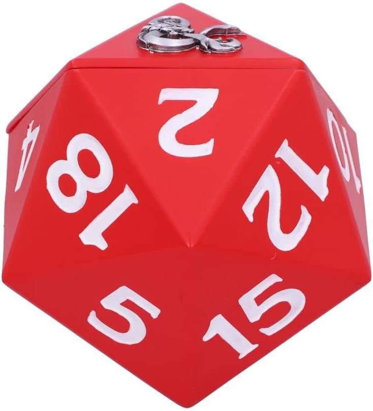 Nemesis Now Dungeons & Dragons D20 Dice Storage Box, 13.5cm, Resin, Red, Officially Licensed D&D Merchandise, D20 20 Sided Dice Box, Cast in The Finest Resin, Expertly Hand-Painted